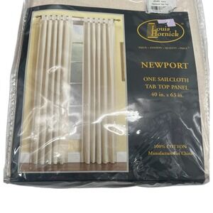 Vintage Louis Hornick Curtains One Sailcloth Tab Top Panel Ivory 40" X 63"